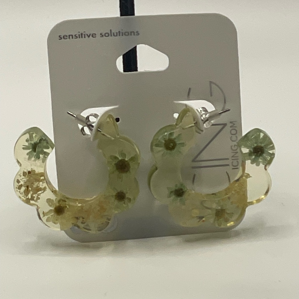 Icing Green And Gold Floral Earrings